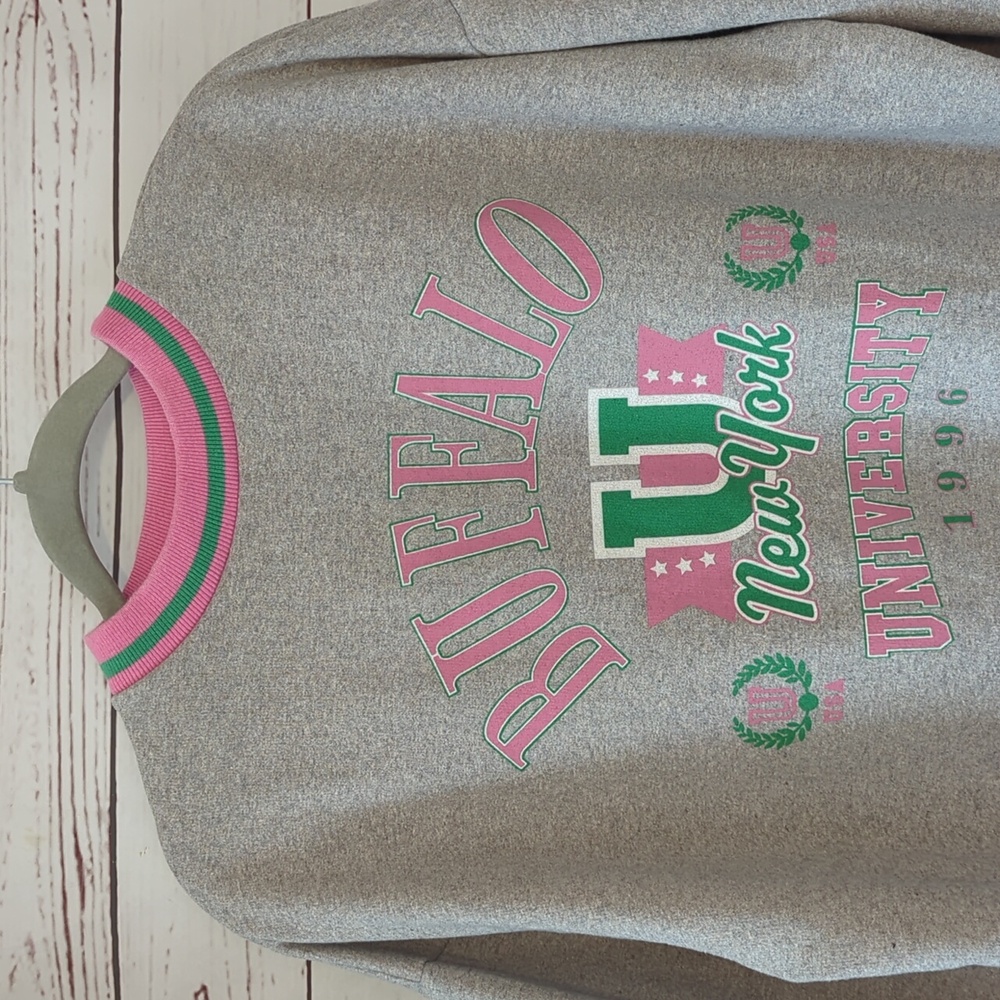 Vintage 90's Buffalo New York University Grey Crew Sweatshirt SUNY Grey Small - Picture 2 of 14